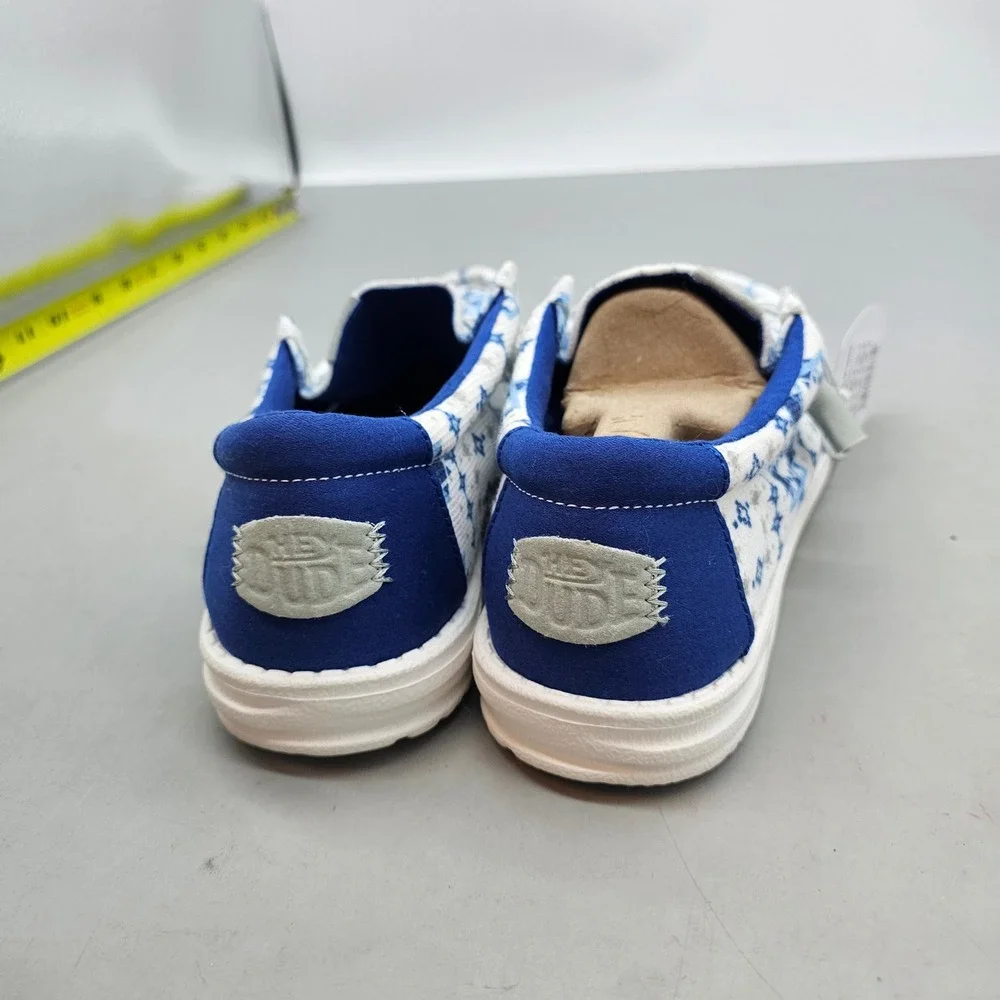 Hey Dude Wally Festival of Lights Mens Blue White Hanukkah Loafers Size 8 new